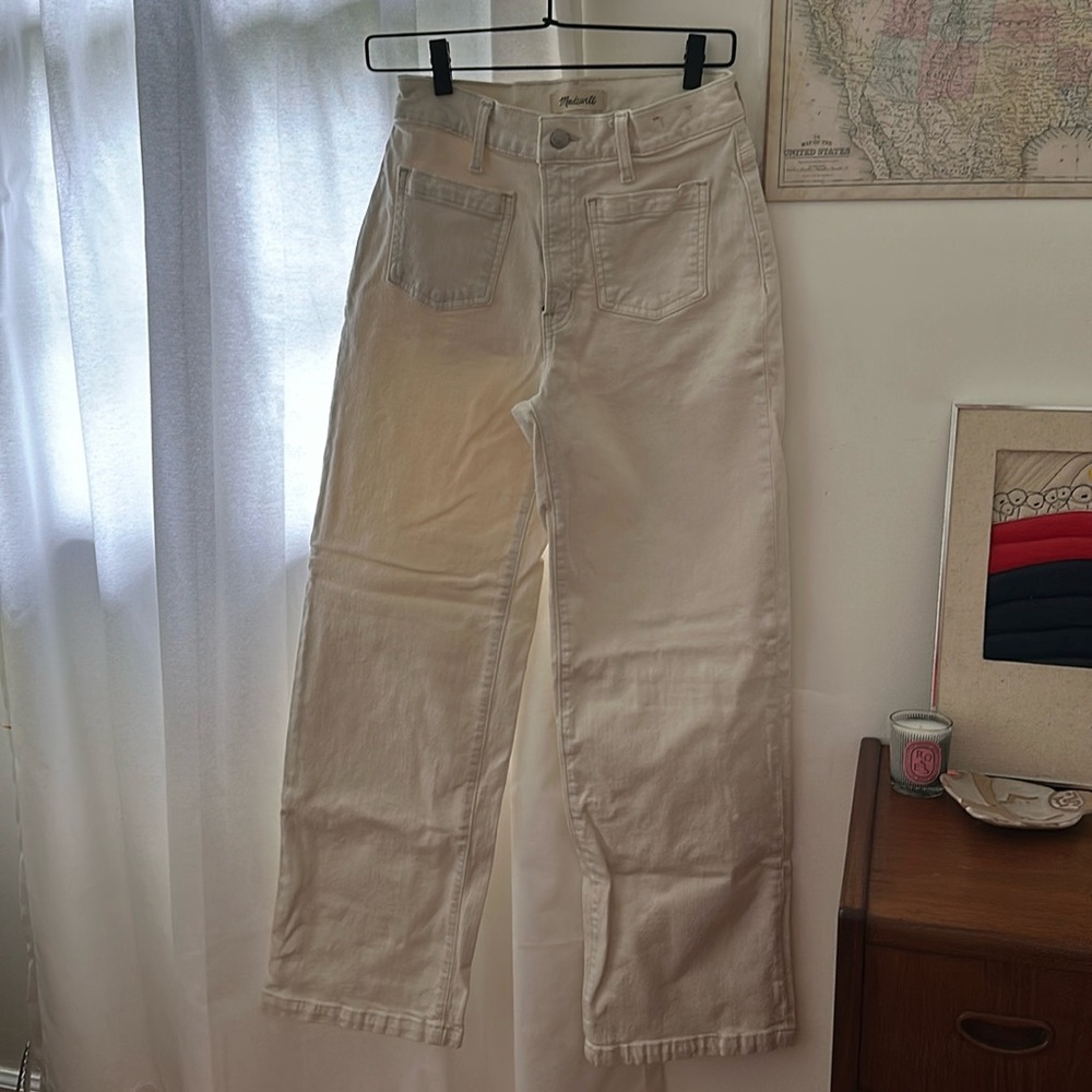 Madewell perfect vintage white wide leg jeans sz 26